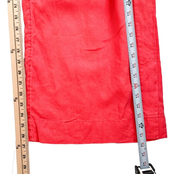 Athleta Linen Wide Leg High Rise Elastic Waist Crop Pants Women Size 8Tall - Picture 10 of 16